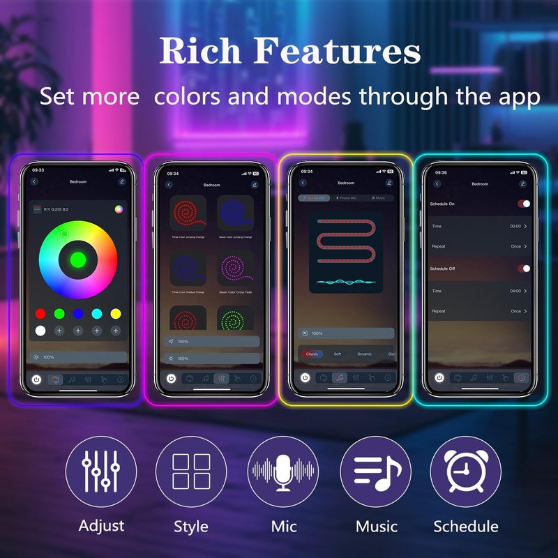 httpsmp Neon Rope Lights,Flexible Led Light Control with App/Remote,Multiple Modes,IP67 Outdoor Waterproof,Music Sync Strip for Bedroom (50FT Led Rope Lights) - Image 5
